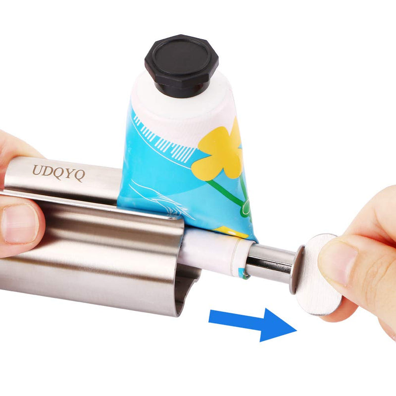 Toothpaste Squeezer 2 Pack - Metal Tube Squeezer Stainless Steel Tube Wringer UDQYQ Toothpaste seat Holder Stand (Silver) Silver - BeesActive Australia