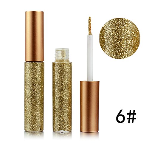 Liquid Glitter Eyeliner 3 Color Metallic Glitter Sparkling Eyeliner Face Eye Cosmetic Glow Shimmer Makeup Glitter Eye Shadow Long Lasting Sparkling Eyeliner Eye Shadow Gold Brown,Silver and Pink 3 Count (Pack of 1) - BeesActive Australia