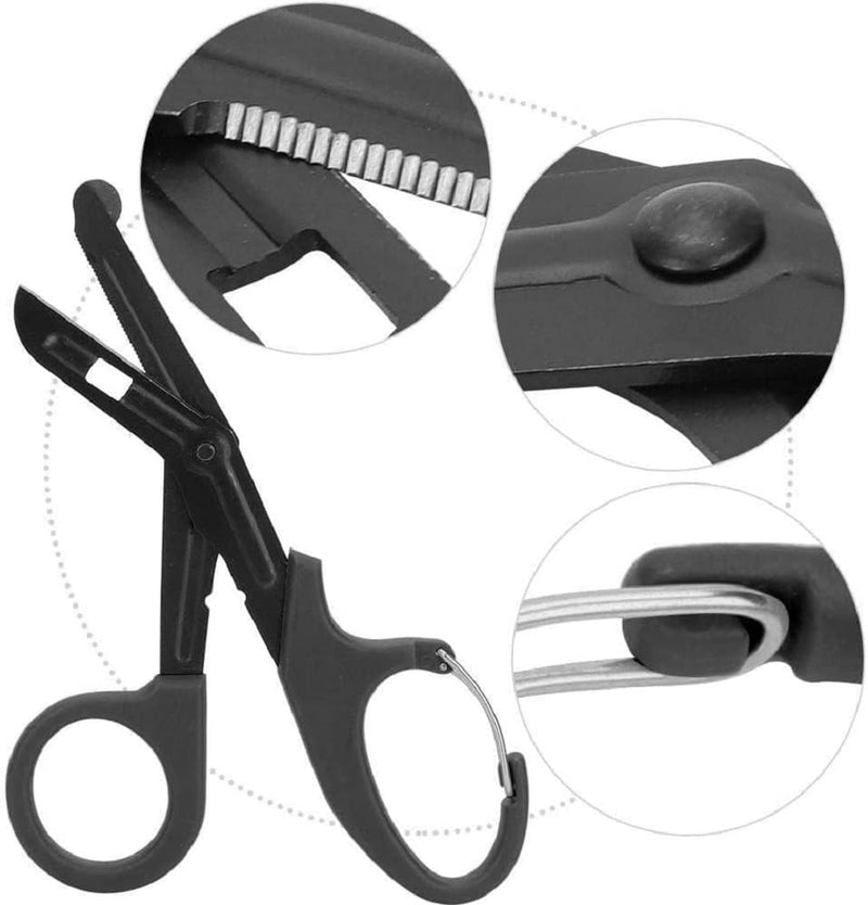 INSGB - Titanium Bandage Shears Scissors EMT and Medical Scissors, Stealth Black Coated for Nurses, Students, Emergency Room Paramedics - Perfect Nurse Scissors for First Aid, Tough Cuts (Black, 19cm) Large, 7.5 Inches - BeesActive Australia