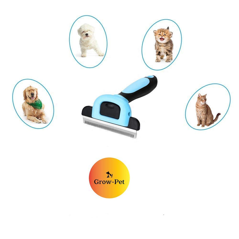 Grow-Pet Deshedding Tool and Grooming Brush for Dogs and Cats, Effective Grooming Tool with Stainless Steel Trimming Blade, and Reduces Shedding by Up to 95% - BeesActive Australia