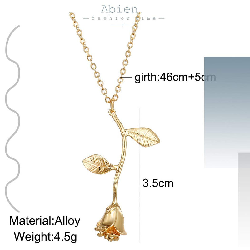 Abien Boho Rose Pendant Necklaces Gold Short Summer Beach Necklace Chain Jewelry for Women and Girls - BeesActive Australia