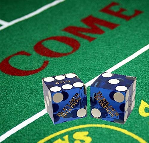Craps & Texas Hold'em Poker Essentials Set: 2-Sided 6ft x 3ft Felt Layout, Las Vegas Casino Table-Played Dice & Cards, Plus Storage Pouch Boulder Station (Blue Polished) - BeesActive Australia
