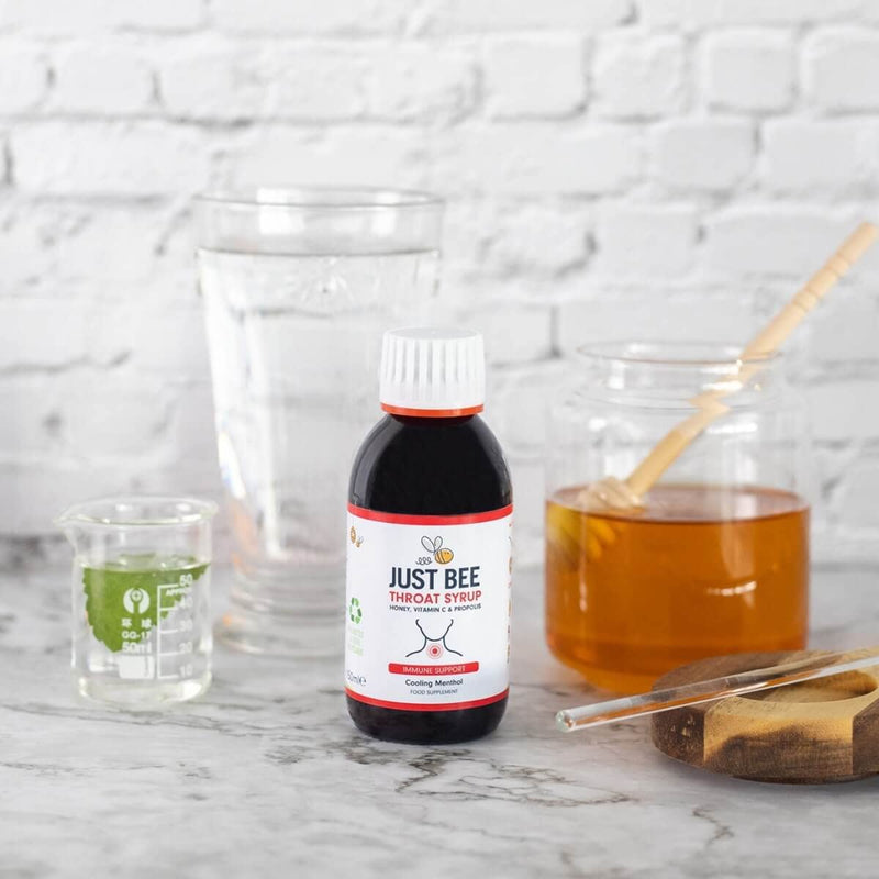 Just Bee 100% Natural Propolis, Vitamin C and Honey Syrup for Immune Support (150ml Glass Bottle) - BeesActive Australia