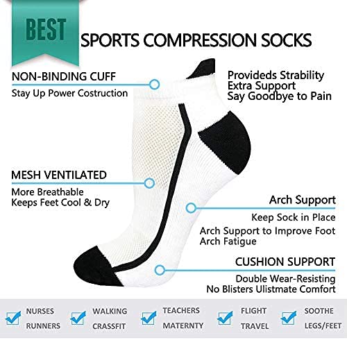 5 Pairs Copper Compression Ankle Socks Women & Men Sport Plantar Fasciitis Arch Support - Best For Athletic &Travel - BeesActive Australia