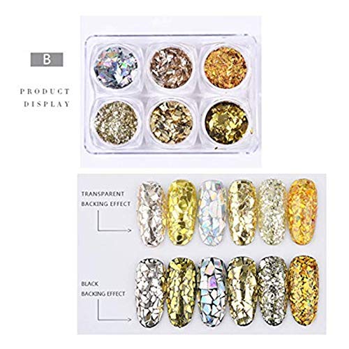 3 Case(18pots) Gold Silver Irregular Aluminum Foil Paper Nail Art Sticker Set 3D Glitter DIY Manicure UV Gel Polish Nail Sequins Decoration Tools - BeesActive Australia