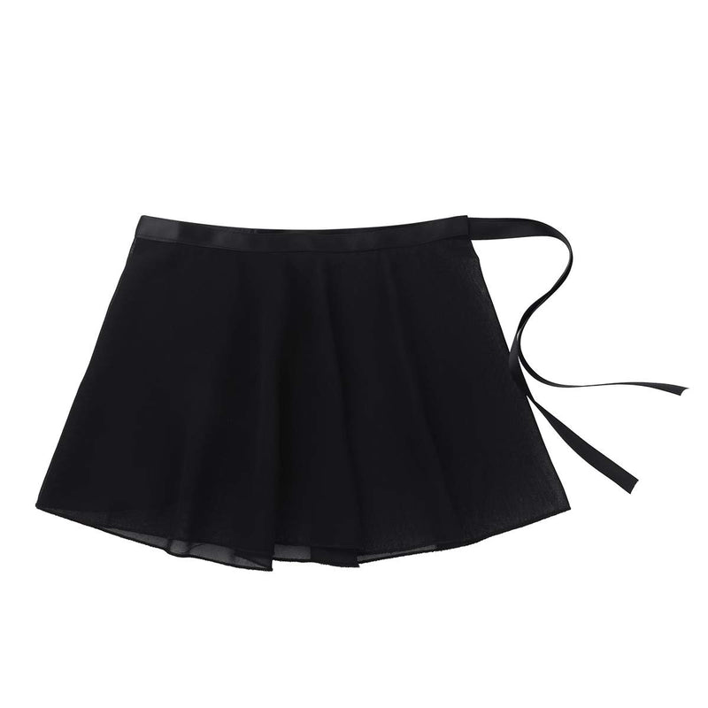 [AUSTRALIA] - Aislor Big Girls Circular Pull-On Wrap Skirts Classic Chiffon Mini Skirt with Tie Waist Black 7 / 8 