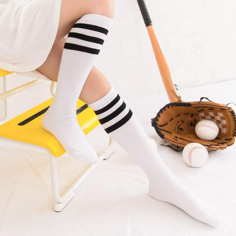Soccer socks youth boys,kids football socks, sport team white black knee high socks for youth boys girls kids, best for running,6 pairs soccer socks for kids (7-12 years old) - BeesActive Australia
