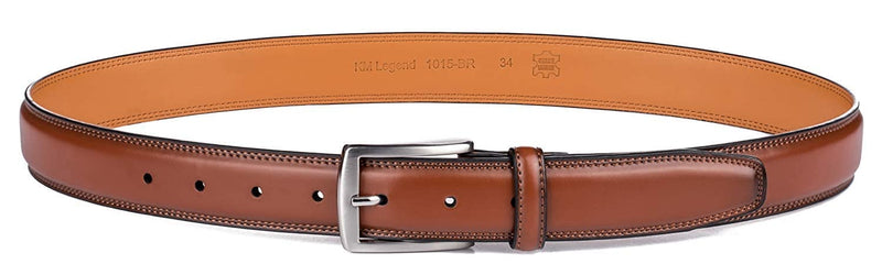 KM Legend Men's Leather Dress Belt-Classic & Fashion for Work Business and Casual 36 Essential Brown - BeesActive Australia