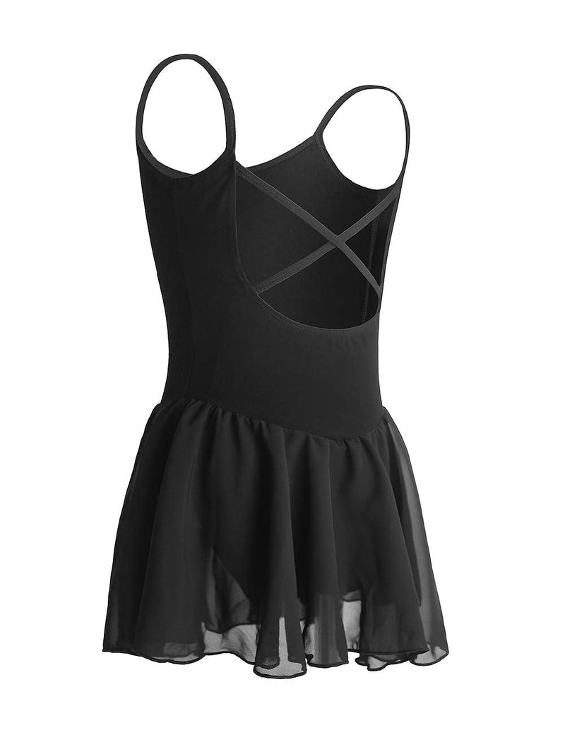 Daydance Skirted Leotards Girls Short Sleeve Leotard Dress for Ballet, Dance Black-camisole 3-4T - BeesActive Australia