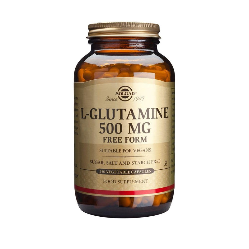 Solgar L-Glutamine 500 mg Vegetable Capsules - Pack of 250 - Fuel For Muscles - Supports An Active Healthy Lifestyle - Vegan and Gluten Free - BeesActive Australia