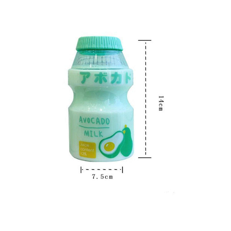 RMZ 【Send Matching Straps】 Plastic Water Bottle Tour Drinking Bottle Yakult Shape Cute Kawaii Milk Carton Shaker Bottle for Kids/Girl/Adult Glass(480ml) 14X7.5X7.5CM Avocado - BeesActive Australia