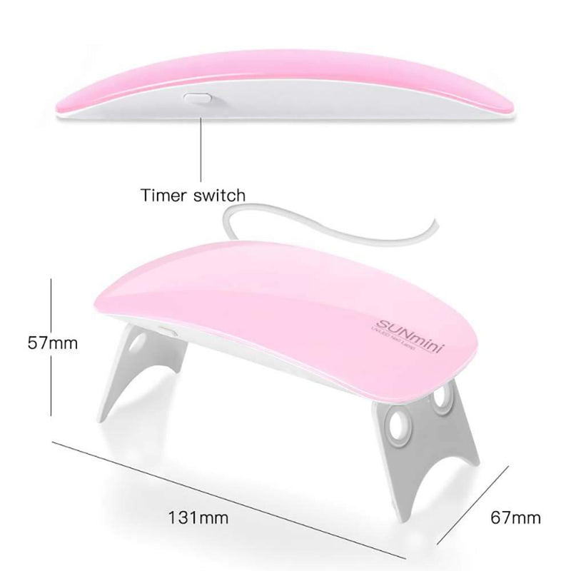Mini UV LED Nail Lamp Portable Nail Dryer for Gel Nail and Curing Nail with 2 Timers(45S/60S) and USB Charging(Pink) - BeesActive Australia