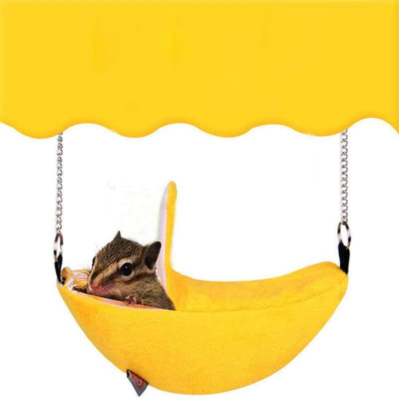 1 Pack Hamster Hanging House Hammock Banana Design Small Animals Cotton Cage Sleeping Nest Suitable for Small Pet Bed Small Hamster Toys Cage Swing (Color : Yellow) - BeesActive Australia