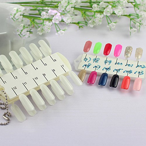 yueton Pack of 2 Sets 36 Tips Per Unit Double Layer Nail Color Display Card Nail Art Practice Design Training Plastic Polish Board Swatches with Ball Chain - BeesActive Australia