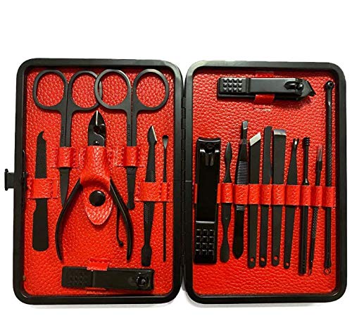 Golden City Manicure Set(18pcs) Professional Nail Clipper Kit & Pedicure Kit with Case for Women and Men (Red+Black) Red+Black - BeesActive Australia