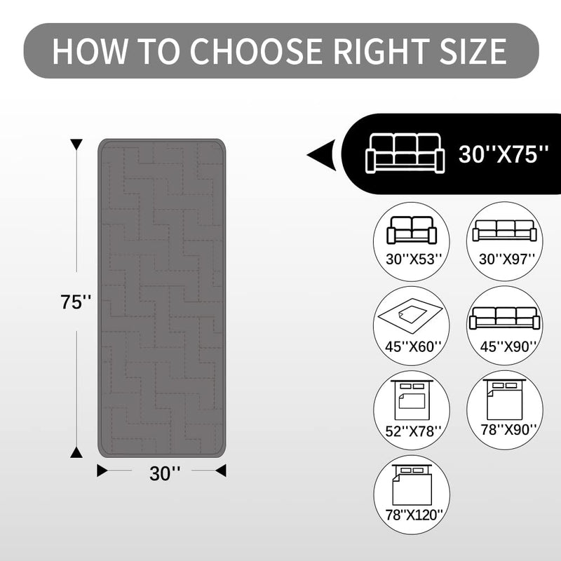 fuguitex Waterproof Dog Bed Cover Couch Cover for Pet Anti-Slip Blanket for Loveseat Sofa Recliner L-Shape Sofa Furniture Protrctor Cat Mat Pet Pad Dark Grey 30x75 Inch (Pack of 1) - BeesActive Australia