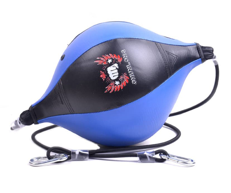 Double End Bag Boxing Speed Dodge Ball PU Leather Boxing Ball MMA Sports Punch Bag Workout Home Gym Exercise Agility Training Decompression Vent with Ceiling Rope Blue - BeesActive Australia