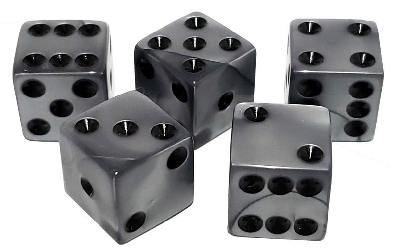 Set of 16mm Pearlized Olympic Dice and Black PU Leather, Velvet Lined Dice Cup with Storage Compartment (Gift Boxed) (Silver Dice, Black Lining Cup) Silver Dice, Black Lining Cup - BeesActive Australia