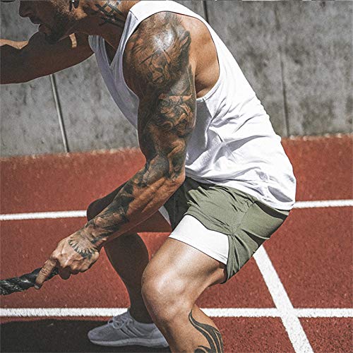 COOFANDY Mens Gym Workout Shorts Elastic Drawstring Training Bodybuilding Short 1 - Army Green XX-Large - BeesActive Australia