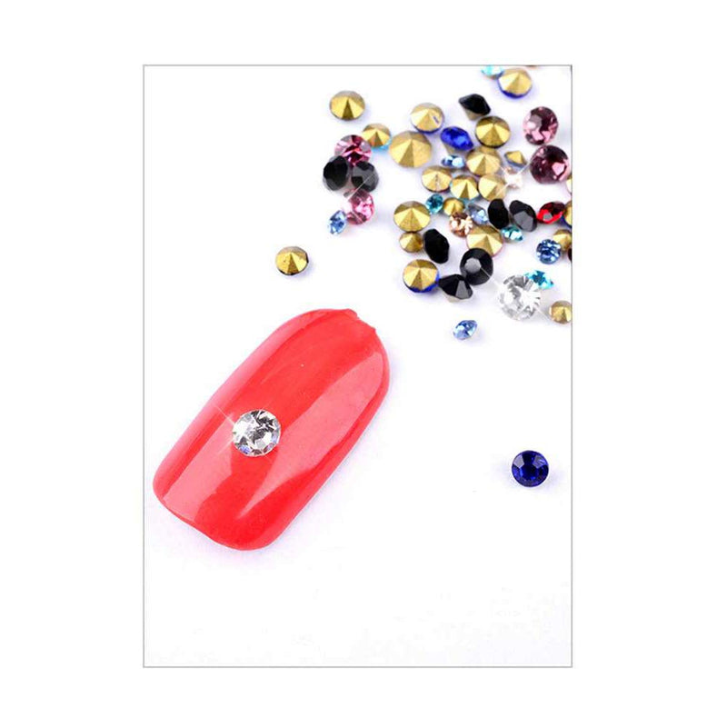 Pandahall 3 Boxes Glass Rhinestone Gems 2mm 3mm Nail Art Mixed Color Pointed Back Diamond Rhinestone Beads 12 Colors Pointed Back - BeesActive Australia