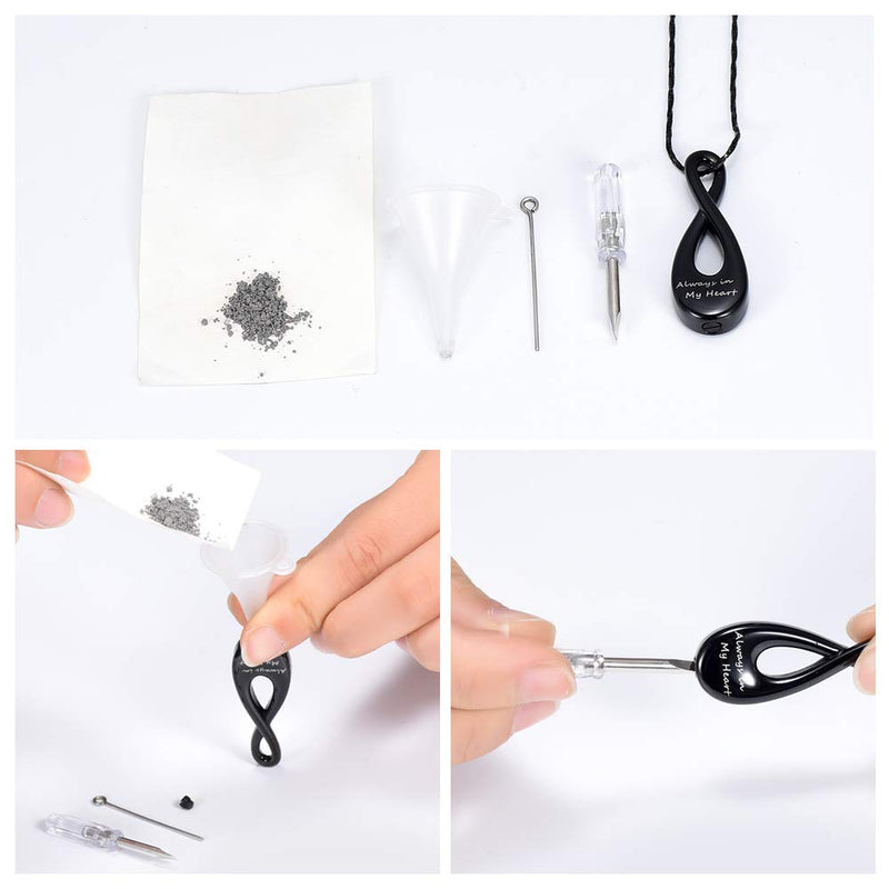 Imrsanl Infinity Cremation Jewelry for Ashes Urn Necklace Pendants for Ashes Wome/Men Memorial Lockets Keepsake Cremation Ashes Jewelry Black - BeesActive Australia