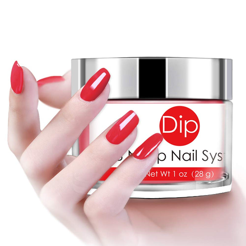 Neon Red Nail Dipping Powder 1 Ounce (added vitamin) I.B.N Acrylic Dip Powder Colors, Light Weight and Firm, No Need UV LED Lamp Cured (DIP 023) DIP 023 - BeesActive Australia