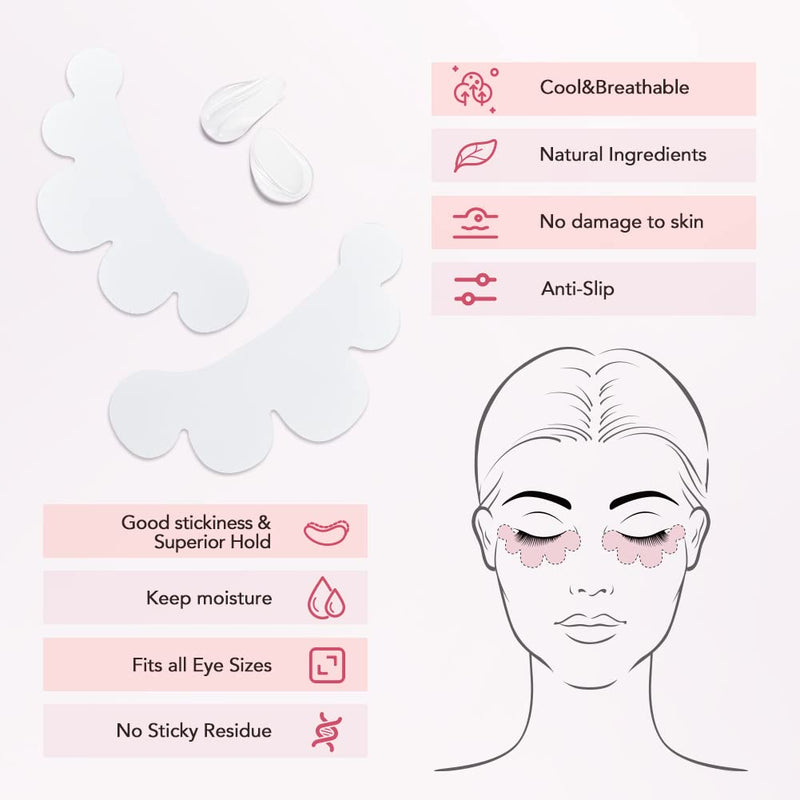 50Pairs Eyelash Extension Pads Under Eye Gel Pads Lash Pads Lint Patches Under Eye Patches Eye Pads for Eyelash Extensions (Flower-Pink) Flower pink - BeesActive Australia