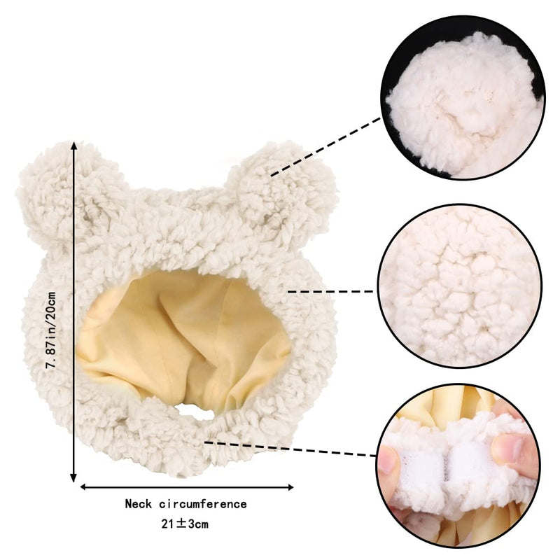 JOICEE Cute Cat Costume Warm Bear Hat for Cat Adjustable Soft Small Pet Headwear Bear Hat for Cat Puppy Dog White - BeesActive Australia