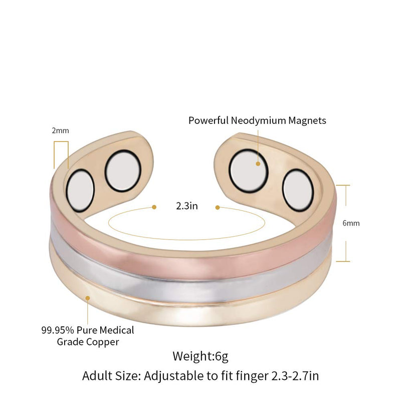 EnerMagiX Magnetic Copper Rings for Women or Men, Copper Ring with 2 Magnets, Adjustable Size, Women's Day Gift for Mom, Wife - BeesActive Australia