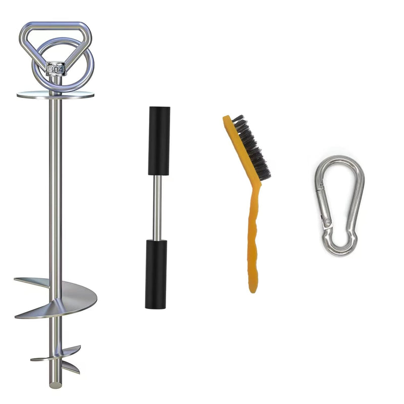 Dog Tie Out Stake-Heavy Duty Quality Dog Stakes,Dog Stake Accommodates 2 Large Dogs,Dog Run Allows Dogs Up to 200lbs to Be Free and Safe On/Camping/Beach/Yard（with Brushe/Stainless Steel Carabiner） - BeesActive Australia