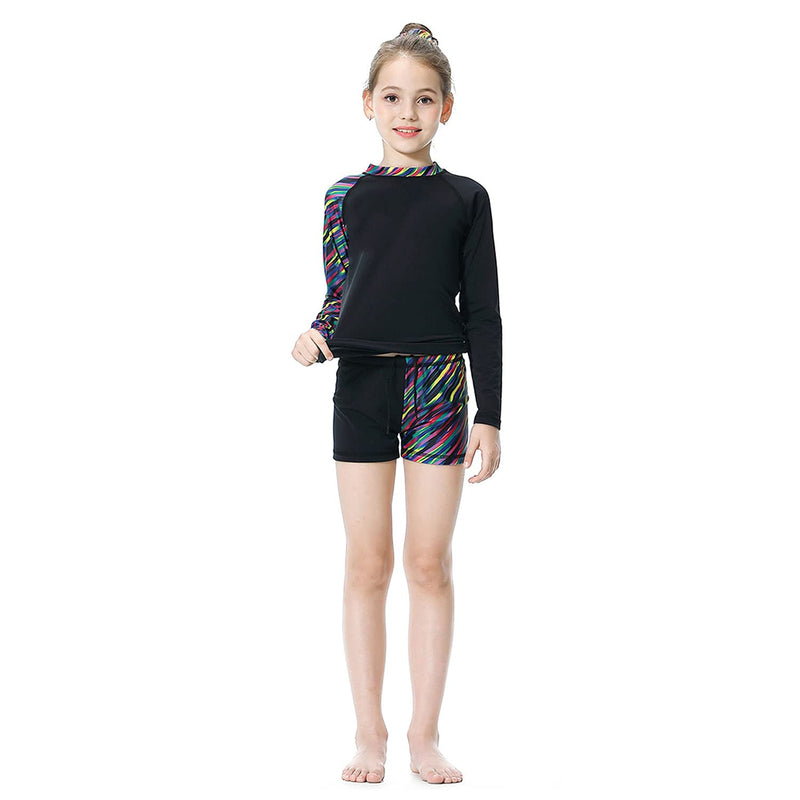 Long Sleeve Swimsuits for Kids 2 Pieces Set Swimwear Quick Dry Surfing Wetsuit for Girl/Boy 5-12 Years Long-black 13-14 Years - BeesActive Australia