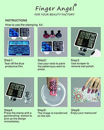 FingerAngel 21Pcs Nail Stamp Plate Set 16Pcs Mix Design Stamping nail Art Plate + 2Nail Stamper + 2Scraper+1Pcs Case Nails Art Stamping Plate Scraper Stamper Set Leaves Flowers Nail plate V17-32 A-Nail Stamping Plates V17-32 - BeesActive Australia