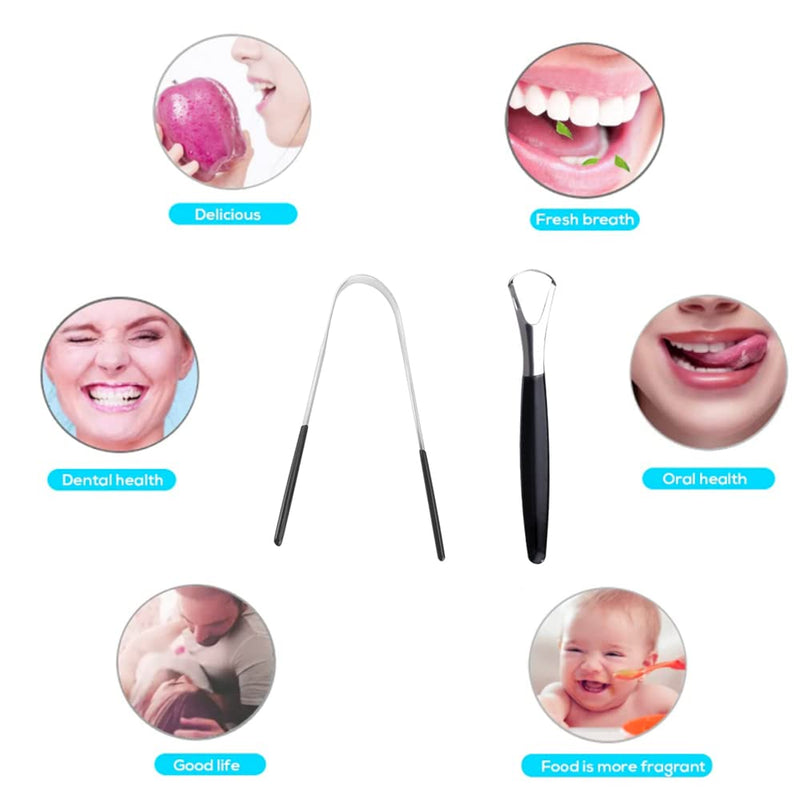 Tongue Scraper Stainless Steel, Tongue Cleaner Set, Fresh Breath Care Scraper, Great for Oral Care - BeesActive Australia