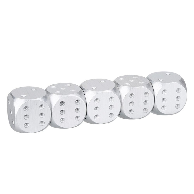 Tbest 5pcs Table Game Dice,Polyhedral Dice Sets Metal DND Dice Set,5pcs Aluminium Alloy Table Game Poker Games Dices Set with Square/Rectangle Storage Box Silver/Gold (Square-Silver) - BeesActive Australia