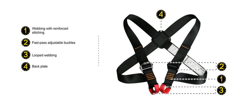 Fusion Climb Stika Chest Rescue Zipline Harness 23kN S Black,One Size,CH-200-S - BeesActive Australia