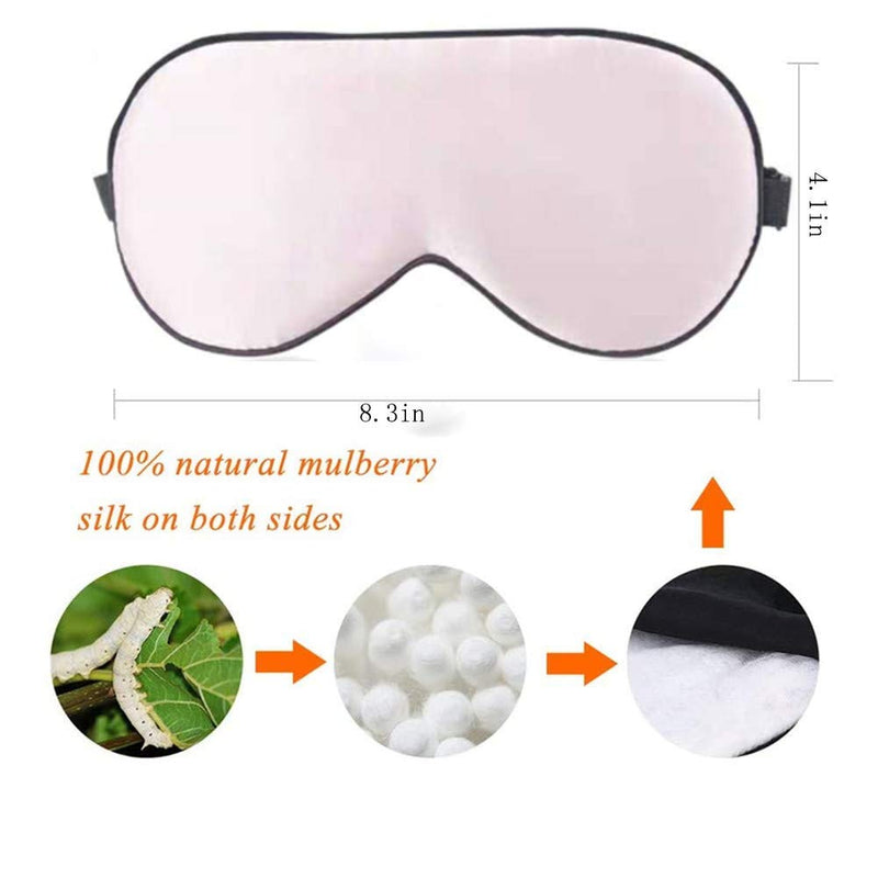 100% Natural Silk Sleep Mask, Super-Smooth & Soft Eye Mask with Adjustable Strap, Blindfold, Perfect Blocks Light(Pink) - BeesActive Australia