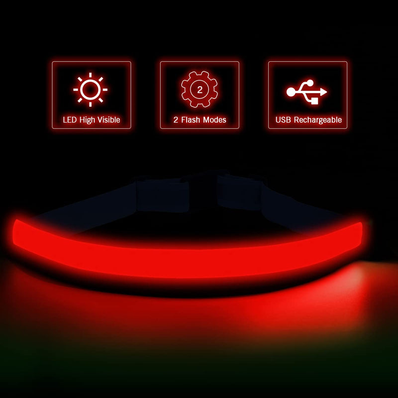 esonstyle LED Reflective Belt USB Rechargeable Running Gear,High Visibility Light Up Waist Belt for Men/Women/Kids Walking, Cycling,Camping Night Satety Outdoor Sports Red - BeesActive Australia