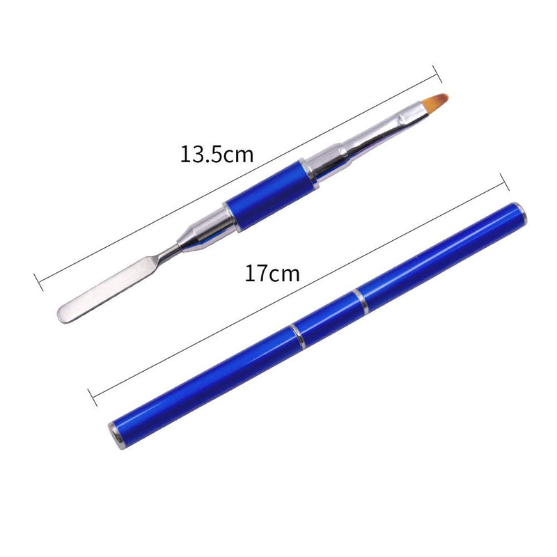 2PCS Dual-Ended Polygel Brush & Picker, Kalolary 2 in 1 Designs Polygel Nial Brushes Stainless Steel Gel Nail Brush Polygel Slice Tool for PolyGel UV Gel Acrylic Nails Extension(Purplish red+ Blue) - BeesActive Australia