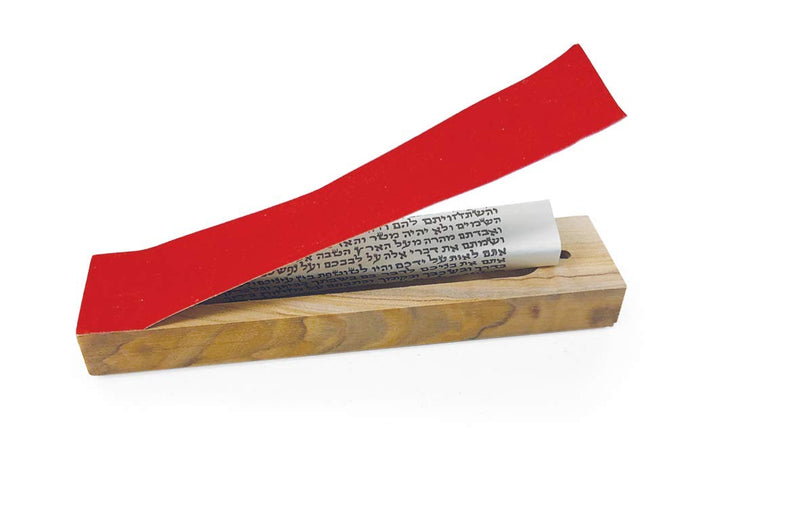 Logos Trading Post Olive Wood Mezuzah with Scroll, Shema & Jerusalem City, Made in Israel, Religious Home Décor for Door & Wall, Includes Parchment Prayer Scroll, Jewish & Messianic House Wall Art Shema and Jerusalem City - BeesActive Australia