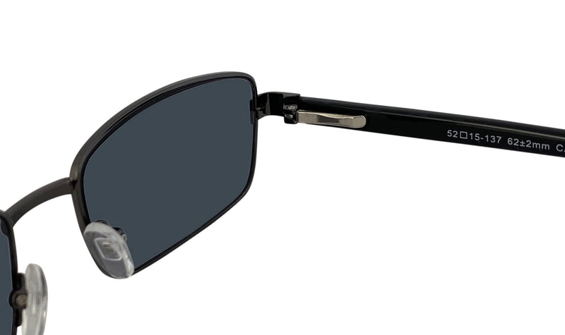 I-Sential Rectangle Reading Sunglasses Gunmetal Grey & Black Spring Temples Mens Womens UV400 Sun Readers Tinted Glasses & Case 2.0 x - BeesActive Australia