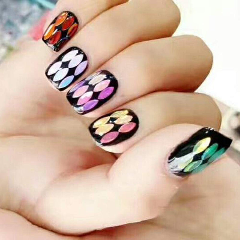 Nail Art Flake, 12 Boxes Nail Glitters Horse Eye Festival Sparkling Sequins Colorful Chunky Glitters for Slime, Face and Eye Make Up 12Horse Eye - BeesActive Australia