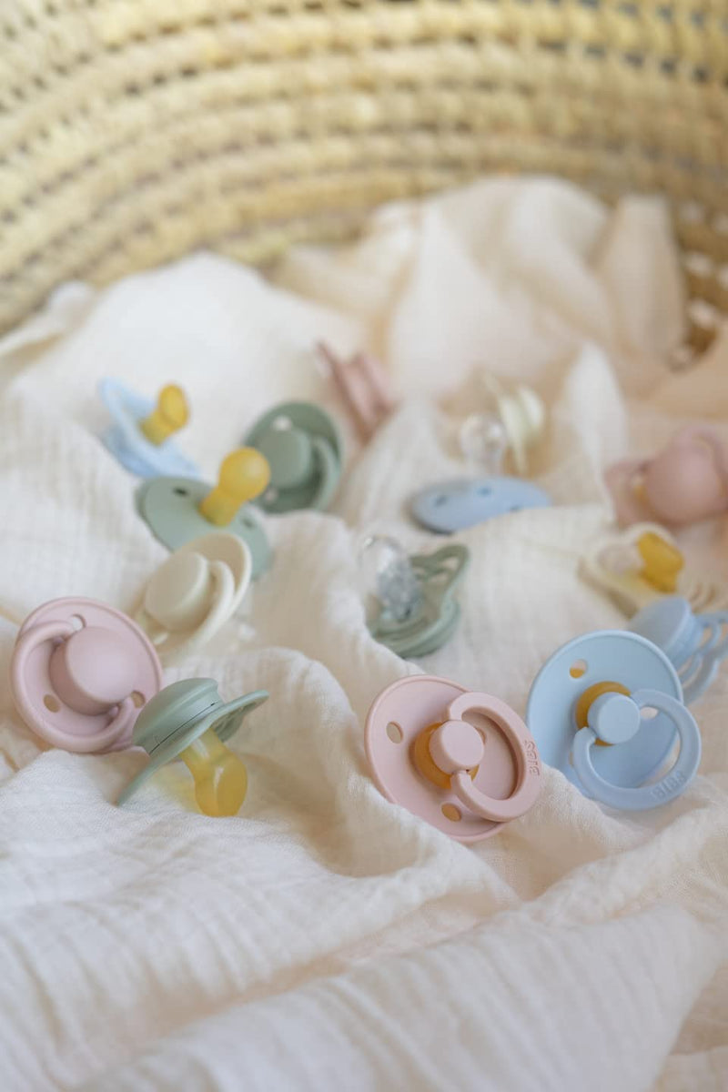 BIBS Colour Pacifier with Symmetrical Nipple| Natural Rubber Baby Pacifier | Set of 4 BPA-Free Soothers | Made in Denmark | Blush Mix | Size 6-18 Months - BeesActive Australia