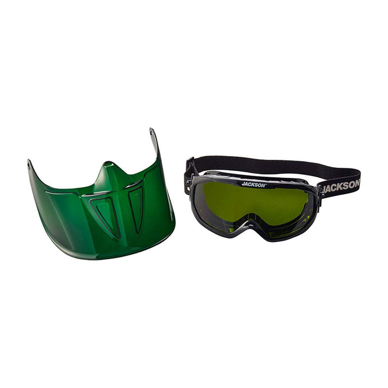 Jackson Safety GPL550 Premium Goggle with Detachable Face Shield, Anti-Fog Coating, Shade 5 IR Lens, Green, 21002 - BeesActive Australia