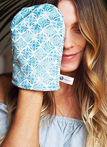 Stylish Makeup Remover Gloves by Kiki & Josie | Just Use Water! | Eco-Friendly & Reusable | No Waste Packaging | Chemical Free Makeup Remover Cloth Moroccan Blue - BeesActive Australia