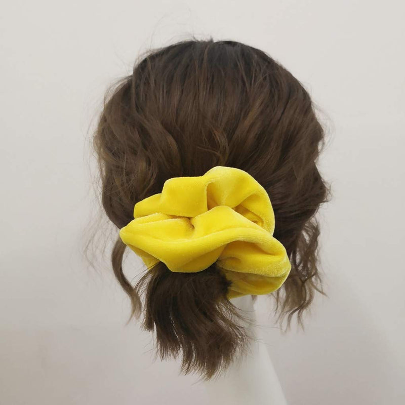 2 Pack Yellow Color Large Velvet Scrunchies for Auldt Women Ponytail Holder Accessories 2 Gold yellow - BeesActive Australia