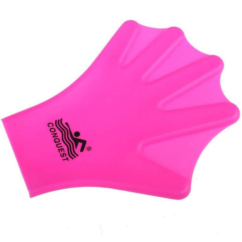 [AUSTRALIA] - OneMoreDealDirect OMDD Silicone Webbed Swimming Gloves Aqua Fit Swim Training Gloves Web Gloves for Swimming,Closed Full Finger Webbed Water Gloves for Unisex Kids,2PCS Pink 