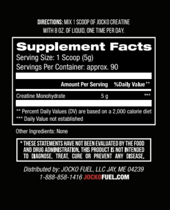 Jocko Fuel Creatine Monohydrate Powder - Creatine for Men & Women, Supplement for Athletic Performance & Muscle Health, 90 Servings 16 oz (Unflavored) - BeesActive Australia