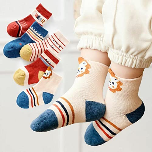 PONPY 5 Pair Pack Kids' Boys' Cotton Socks Children's Winter Warm Striped Socks for 1-10 Years Old 2T - BeesActive Australia