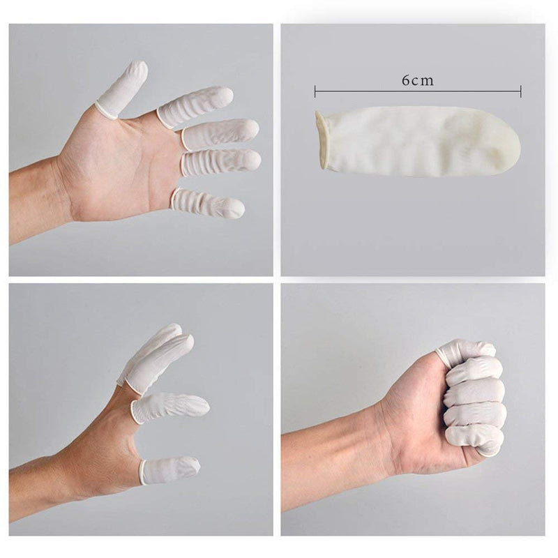 G2PLUS Finger Cots 200 PCS Latex Anti-static Finger Covers Finger Tip Rubber Protect Keeping Dressing Dry and Clean White - BeesActive Australia