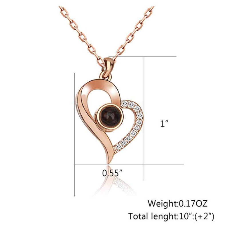 AMAZYJ Chic I Love You Heart Necklace Memory 100 Languages to Express I Love You Pandent Necklace Christmas Surprise Gift for Her ROSE GOLD - BeesActive Australia